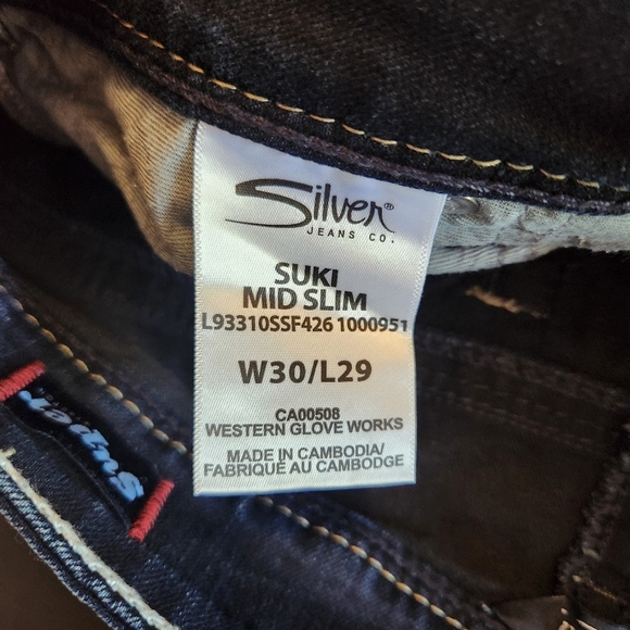 Silver Jeans Suki Mid Slim Jean Dark Wash Short Petite Stretchy Basic Denim - Picture 7 of 12